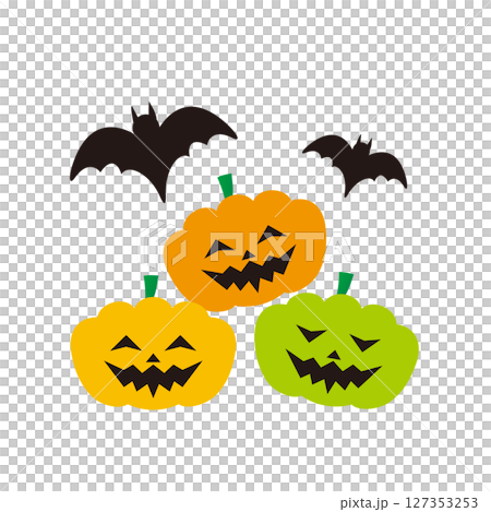 Halloween pumpkin and bat illustration Halloween pumpkin and bat illustration 127353253