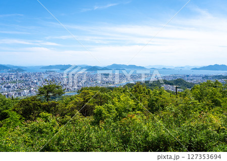 View of Hiroshima bay and city from Mount Mitaki summit View of Hiroshima bay and city from Mount Mitaki summit 127353694
