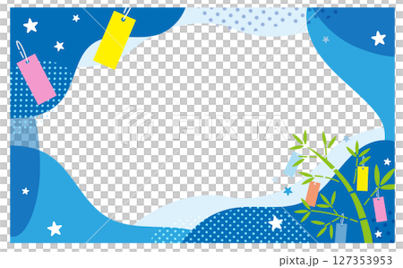 七夕の笹飾りの背景フレームイラスト素材 127353953