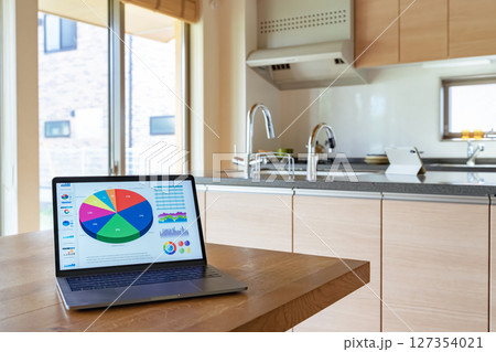 部屋に置かれたノートパソコン 127354021