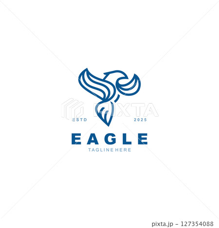 Eagle Logo minimalist style design template. Falcon Logotype Emblem identity 127354088