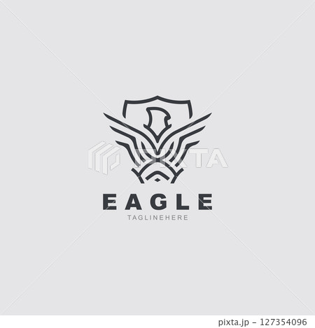Eagle Logo minimalist style design template. Falcon Logotype Emblem identity 127354096