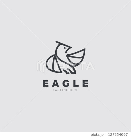 Eagle Logo minimalist style design template. Falcon Logotype Emblem identity 127354097