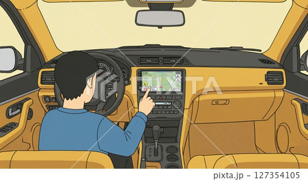 都会を走る車内風景！ドライブ中の視点と賑やかな街 127354105