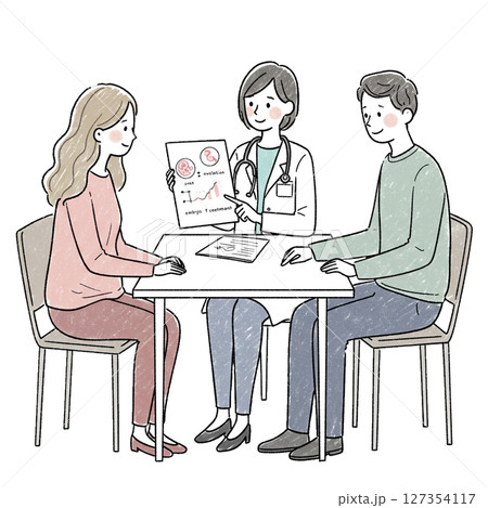 医者に説明を受ける夫婦、妊娠、不妊治療 127354117