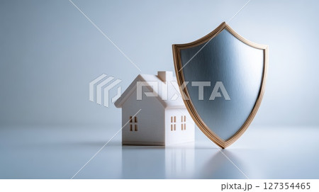 House with a Shield Symbolizing Property Protection and Insurance Concept 127354465