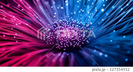 Abstract Fiber Optics Background Purple Blue Technology Digital Art Data Glow Speed Light Lines 127354552