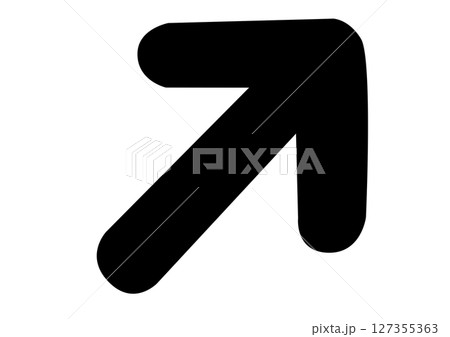 斜め上を指す矢印のシンプルモノクロアイコン 127355363