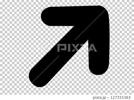 斜め上を指す矢印のシンプルモノクロアイコン 127355363