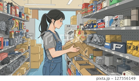 専門知識でサポート！カー用品店で働く女性スタッフ 127356149