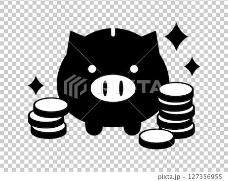 豬存錢筒和硬幣，單調 127356955