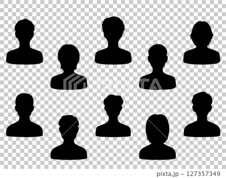 各種男士單色剪影圖示集（黑色） 127357349