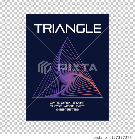 Vibrant spiral line art poster Line art Spiral Triangle Orange Purple 127357377