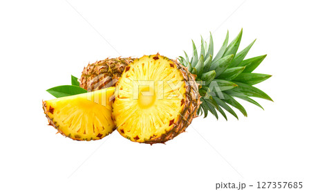Fresh tropical pineapple on white background Fresh tropical pineapple on white background 127357685