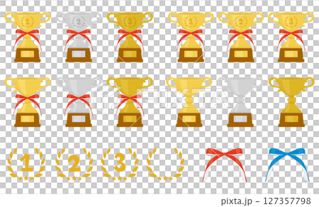 Trophy cup illustration set, trophy illustration material 127357798