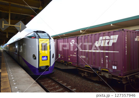 JR北海道、石勝線の新夕張駅から新得駅までの風景(2023年夏) JR北海道、石勝線の新夕張駅から新得駅までの風景(2023年夏) 127357946