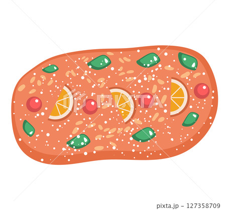 Traditional Cartoon Coca De San Joan Cake Drawing Vector Illustration 127358709