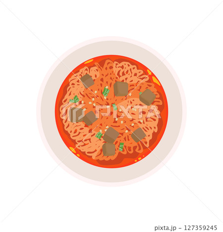 激辛カップ麺にお湯を入れたイラスト 激辛カップ麺にお湯を入れたイラスト 127359245