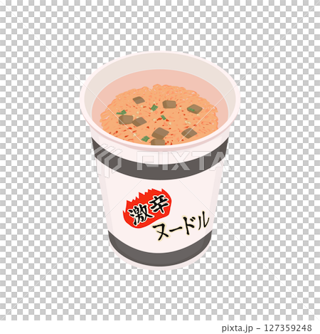揭開蓋子的辣味杯麵插圖 127359248