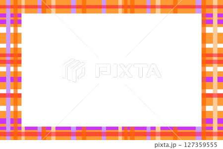 格子模様　フレーム　ホワイトスペース　オレンジ色 127359555