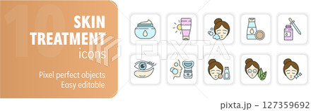 Skincare routine icons featuring women taking care of their skin Skincare routine icons featuring women taking care of their skin 127359692
