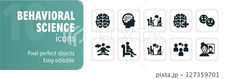 Set of behavioral science icons depicting patients consulting psychologists and concepts of psychology 127359701