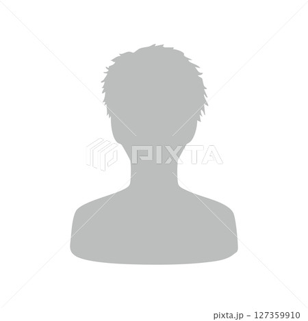 スタイリッシュな短髪の男性のモノクロシルエットイラスト　グレー 127359910