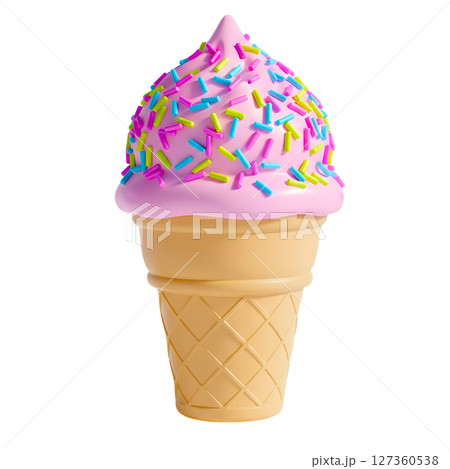 minimalist 3D cute pink ice cream colorful sprinkles in cheerful and fun design 127360538
