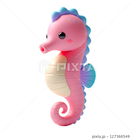minimalist 3D cute sea horse in cheerful and fun design 127360549