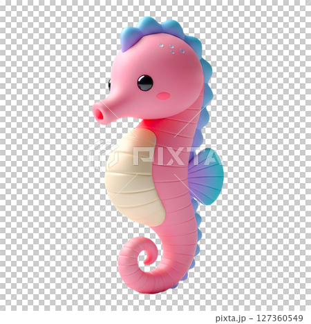minimalist 3D cute sea horse in cheerful and fun design 127360549
