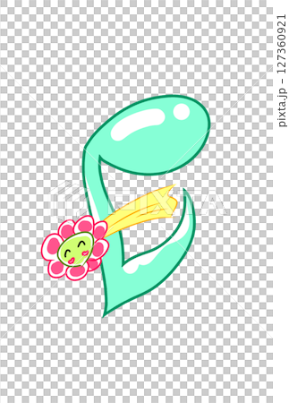 笑顔の花の付いた音符 127360921