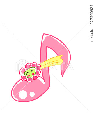 笑顔の花の付いた音符 127360923