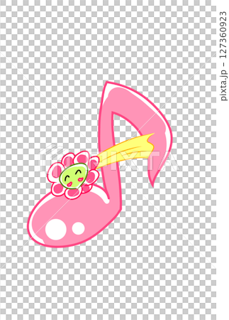 笑顔の花の付いた音符 127360923