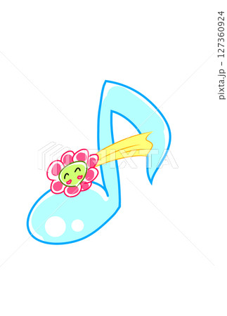 笑顔の花の付いた音符 127360924