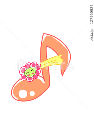 笑顔の花の付いた音符 笑顔の花の付いた音符 127360925