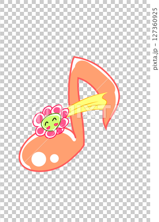 笑顔の花の付いた音符 笑顔の花の付いた音符 127360925