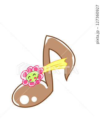 笑顔の花の付いた音符 笑顔の花の付いた音符 127360927