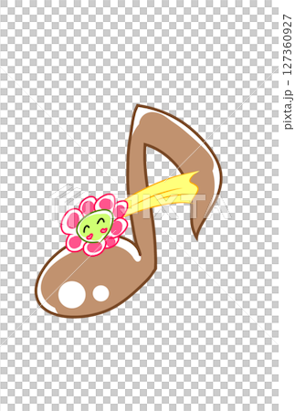 笑顔の花の付いた音符 笑顔の花の付いた音符 127360927