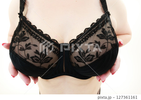 Woman big breast wearing bra Woman big breast wearing bra 127361161