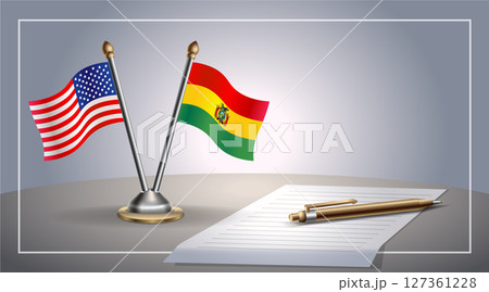 Small national flag of United States (USA) and Bolivia flag Relation, Template Vector Illustration Small national flag of United States (USA) and Bolivia flag Relation, Template Vector Illustration 127361228
