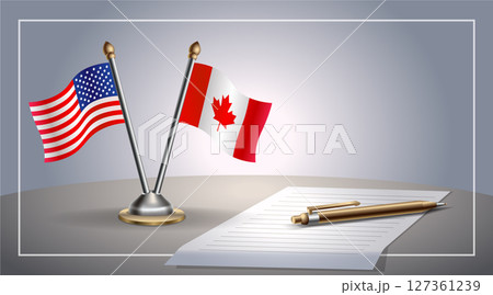Small national flag of United States (USA) and Canada flag Relation, Template Vector Illustration Small national flag of United States (USA) and Canada flag Relation, Template Vector Illustration 127361239