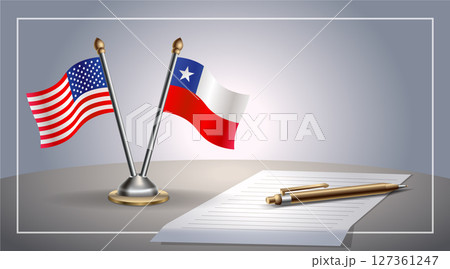Small national flag of United States (USA) and Chile flag Relation, Template Vector Illustration Small national flag of United States (USA) and Chile flag Relation, Template Vector Illustration 127361247