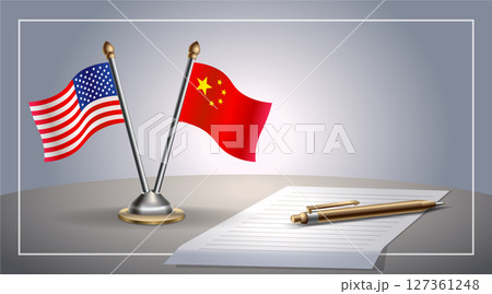 Small national flag of United States (USA) and China flag Relation, Template Vector Illustration Small national flag of United States (USA) and China flag Relation, Template Vector Illustration 127361248