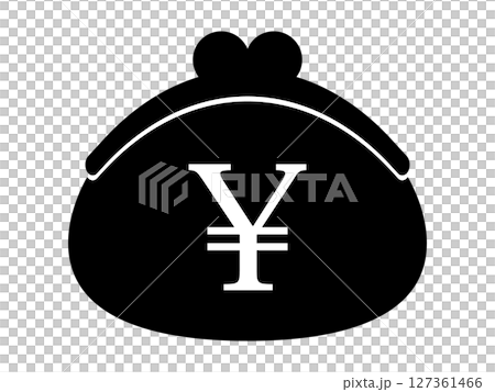 円記号とがま口財布のアイコン　モノトーン 127361466