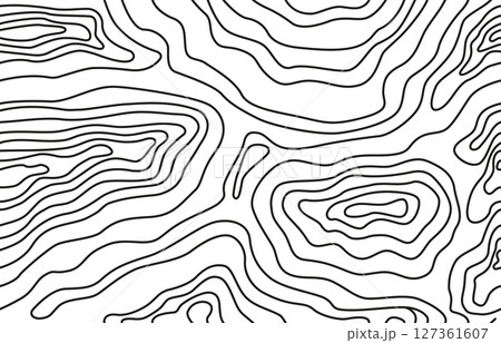 Abstract topographic map. Different curved lines, black stripes seamless pattern. Geometric print for fabric, wallpaper, neoteric vector background 127361607