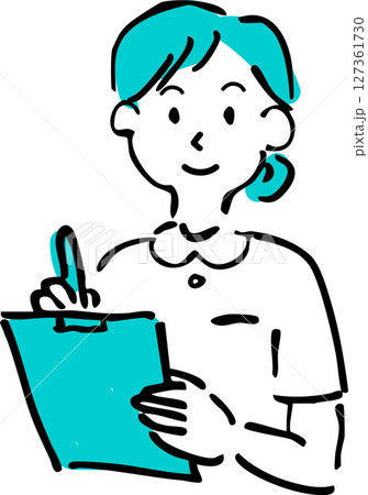 バインダーに記録する女性看護師のイラスト 127361730