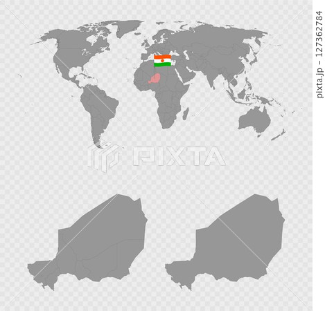 Niger Map Set with World Location. Niger Map Set with World Location. 127362784