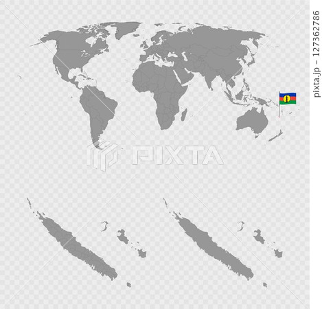 New Caledonia Map Set with World Location. 127362786