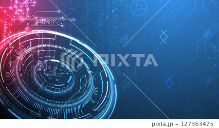 Abstract background. Scientific and technological concept with the use of technical elements formed in the shape of a circle. Vector 127363475