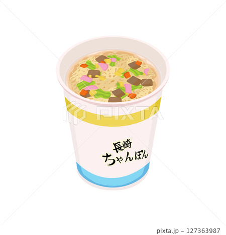 長崎ちゃんぽんのカップ麺にお湯を入れたイラスト 127363987